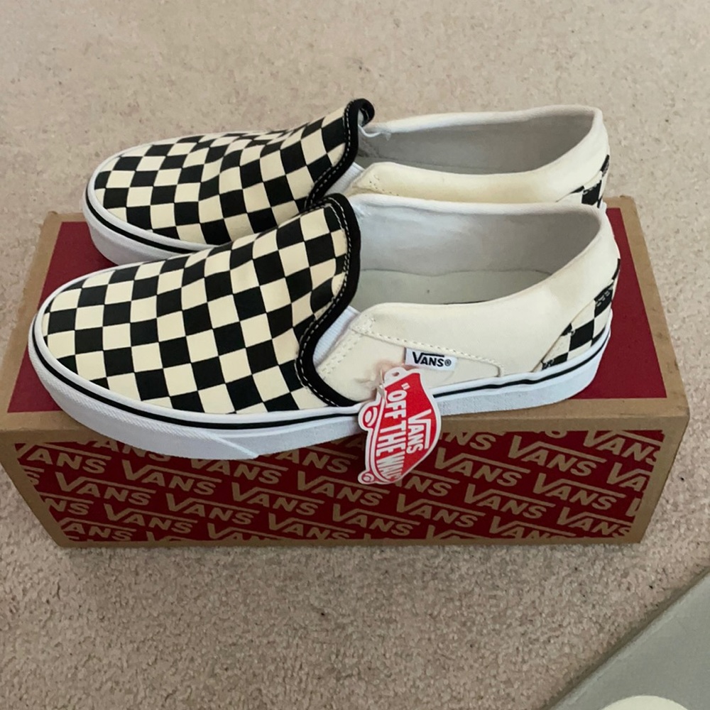 Vans checker slip ons